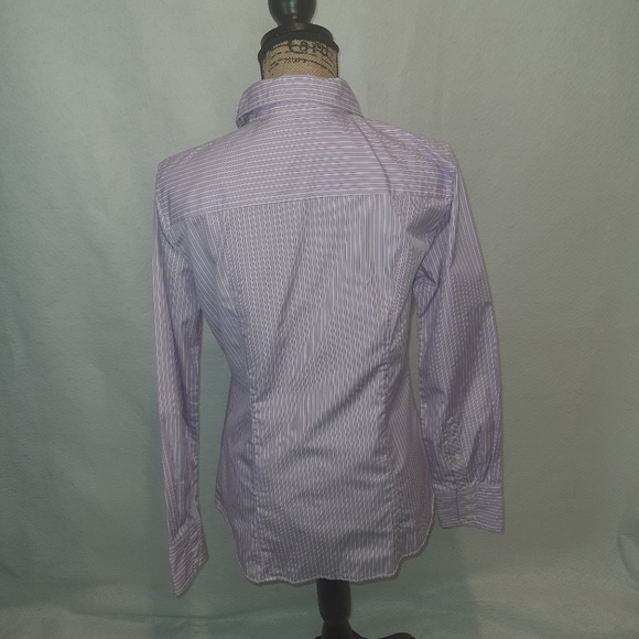 J Crew Women's Classic Cotton Long Sleeve Pinstripe Casual Shirt Violet Purple M - Picture 3 of 9